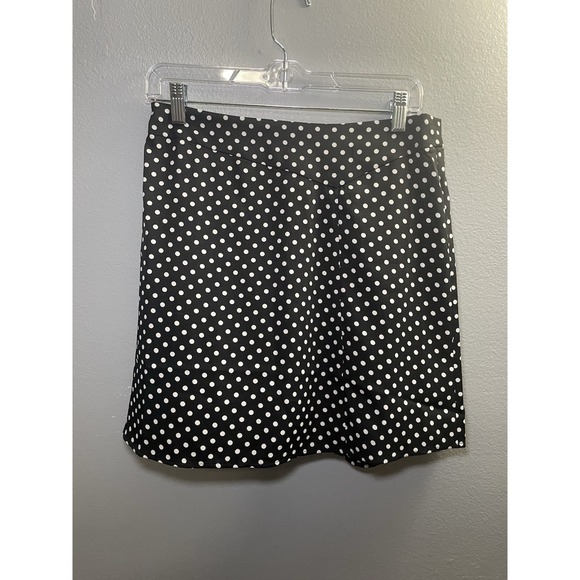 BCBG Black And Off White Polka Dot Zip Up Skirt Size 8 - Picture 1 of 4
